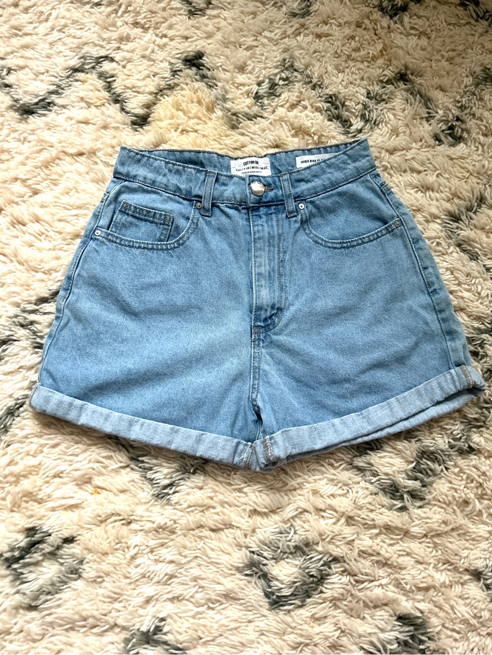 Cotton On Light Wash High-Waist Denim Shorts